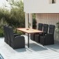 vidaXL Juego comedor jardín 7 pzas madera acacia ratán sintético negro vidaXL Juego comedor jardín 7 pzas madera acacia ratán sintético negro