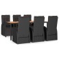 vidaXL Juego comedor jardín 7 pzas madera acacia ratán sintético negro vidaXL Juego comedor jardín 7 pzas madera acacia ratán sintético negro