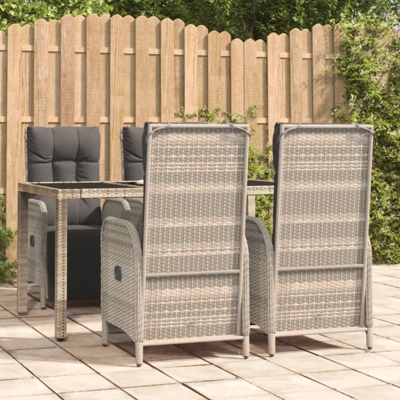 vidaXL Set comedor de jardín 5 piezas con cojines ratán sintético gris vidaXL Set comedor de jardín 5 piezas con cojines ratán sintético gris