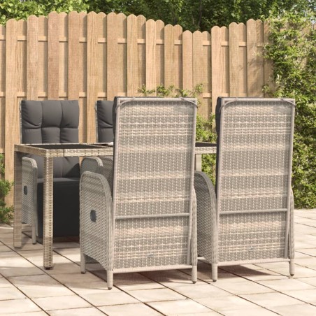 vidaXL Set comedor de jardín 5 piezas con cojines ratán sintético gris
