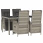 vidaXL Set comedor de jardín 5 piezas con cojines ratán sintético gris vidaXL Set comedor de jardín 5 piezas con cojines ratán sintético gris