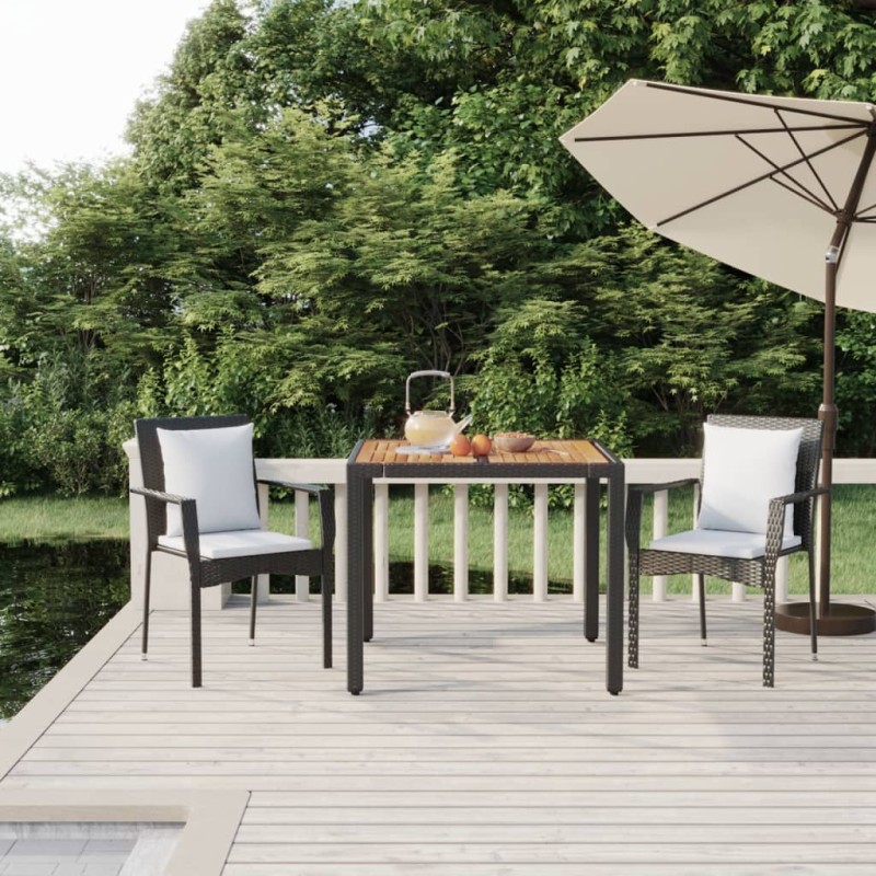 vidaXL Set comedor de jardín 3 pzas con cojines ratán sintético negro vidaXL Set comedor de jardín 3 pzas con cojines ratán sintético negro