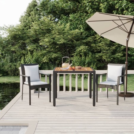 vidaXL Set comedor de jardín 3 pzas con cojines ratán sintético negro