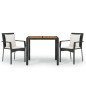 vidaXL Set comedor de jardín 3 pzas con cojines ratán sintético negro vidaXL Set comedor de jardín 3 pzas con cojines ratán sintético negro