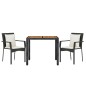 vidaXL Set comedor de jardín 3 pzas con cojines ratán sintético negro vidaXL Set comedor de jardín 3 pzas con cojines ratán sintético negro