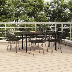 vidaXL Juego de comedor de jardín 7 piezas ratán sintético negro