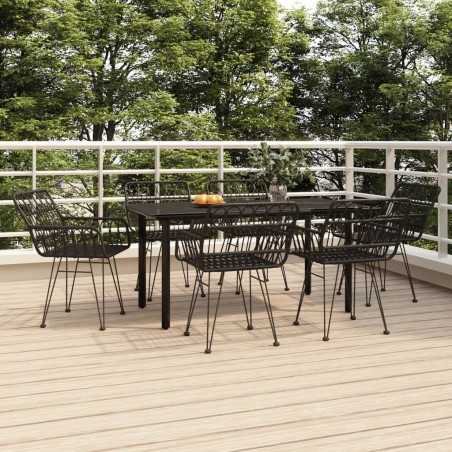 vidaXL Juego de comedor de jardín 7 piezas ratán sintético negro