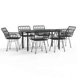 vidaXL Juego de comedor de jardín 7 piezas ratán sintético negro