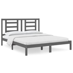 vidaXL Estructura de cama de madera maciza de pino gris 160x200 cm