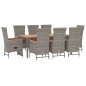 vidaXL Set comedor jardín 9 pzas y cojines ratán sintético gris vidaXL Set comedor jardín 9 pzas y cojines ratán sintético gris