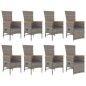 vidaXL Set comedor jardín 9 pzas y cojines ratán sintético gris vidaXL Set comedor jardín 9 pzas y cojines ratán sintético gris