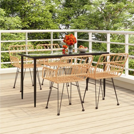 vidaXL Juego de comedor de jardín 5 piezas ratán sintético