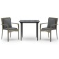 vidaXL Set comedor jardín 3 pzas y cojines ratán sintético negro gris vidaXL Set comedor jardín 3 pzas y cojines ratán sintético negro gris