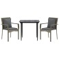 vidaXL Set comedor jardín 3 pzas y cojines ratán sintético negro gris vidaXL Set comedor jardín 3 pzas y cojines ratán sintético negro gris
