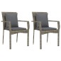 vidaXL Set comedor jardín 3 pzas y cojines ratán sintético negro gris vidaXL Set comedor jardín 3 pzas y cojines ratán sintético negro gris