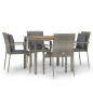 vidaXL Set comedor de jardín 5 piezas con cojines ratán sintético gris vidaXL Set comedor de jardín 5 piezas con cojines ratán sintético gris
