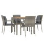 vidaXL Set comedor de jardín 5 piezas con cojines ratán sintético gris vidaXL Set comedor de jardín 5 piezas con cojines ratán sintético gris