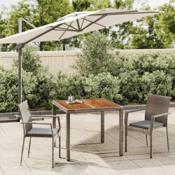 vidaXL Set comedor de jardín 3 piezas con cojines ratán sintético gris