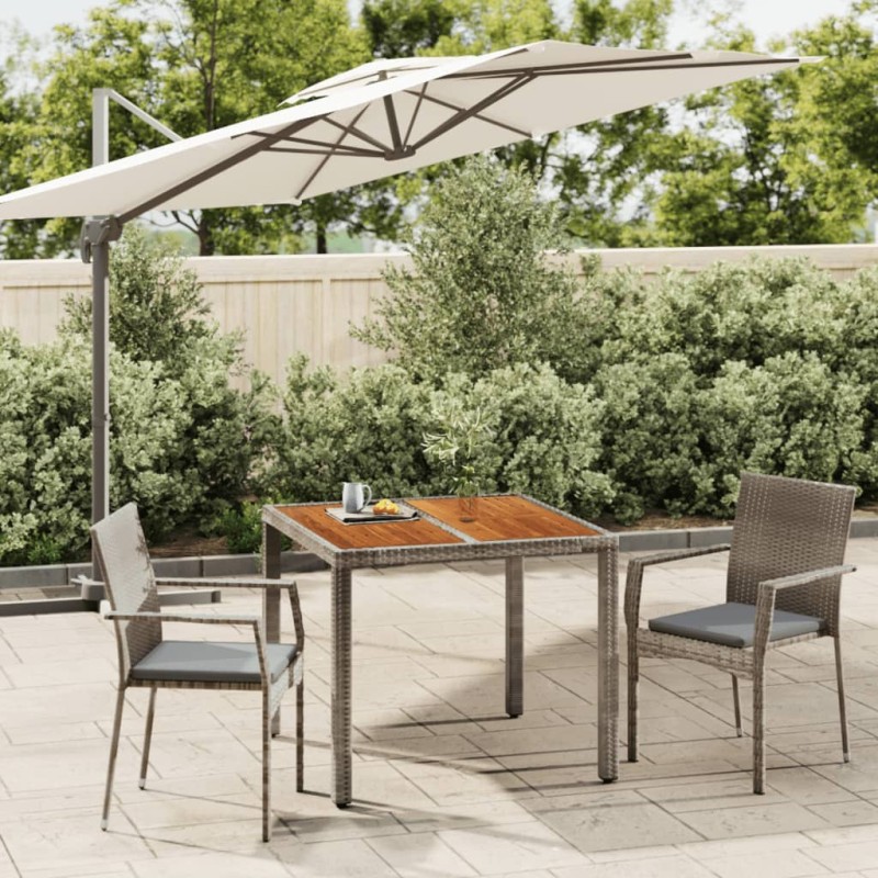 vidaXL Set comedor de jardín 3 piezas con cojines ratán sintético gris