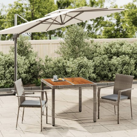 vidaXL Set comedor de jardín 3 piezas con cojines ratán sintético gris