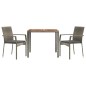vidaXL Set comedor de jardín 3 piezas con cojines ratán sintético gris