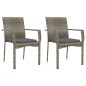 vidaXL Set comedor de jardín 3 piezas con cojines ratán sintético gris