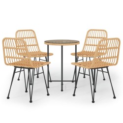 vidaXL Juego de comedor de jardín 5 piezas ratán sintético