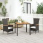 vidaXL Set comedor de jardín 3 pzas con cojines ratán sintético negro