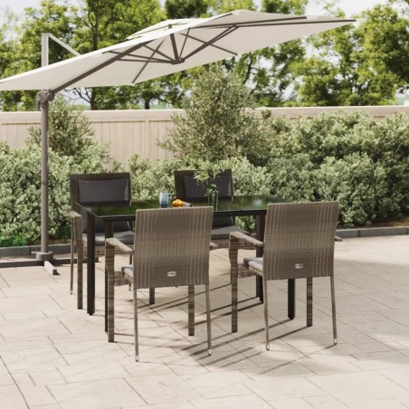 vidaXL Set comedor jardín 5 pzas y cojines ratán sintético negro gris