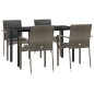 vidaXL Set comedor jardín 5 pzas y cojines ratán sintético negro gris