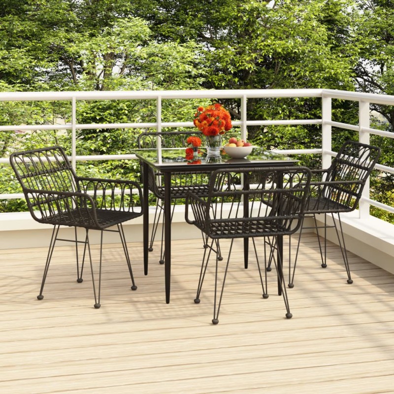 vidaXL Juego de comedor de jardín 5 piezas ratán sintético negro vidaXL Juego de comedor de jardín 5 piezas ratán sintético negro