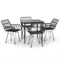 vidaXL Juego de comedor de jardín 5 piezas ratán sintético negro vidaXL Juego de comedor de jardín 5 piezas ratán sintético negro