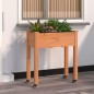 vidaXL Jardinera con forro y ruedas madera de abeto marrón 71x37x80 cm vidaXL Jardinera con forro y ruedas madera de abeto marrón 71x37x80 cm