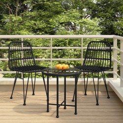 vidaXL Juego de comedor de jardín 3 piezas ratán sintético negro