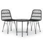 vidaXL Juego de comedor de jardín 3 piezas ratán sintético negro vidaXL Juego de comedor de jardín 3 piezas ratán sintético negro