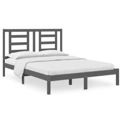 vidaXL Estructura de cama madera maciza de pino gris 150x200 cm