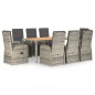 vidaXL Set comedor jardín 9 pzas y cojines ratán sintético gris vidaXL Set comedor jardín 9 pzas y cojines ratán sintético gris
