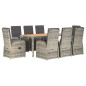 vidaXL Set comedor jardín 9 pzas y cojines ratán sintético gris vidaXL Set comedor jardín 9 pzas y cojines ratán sintético gris