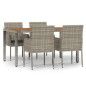 vidaXL Set comedor de jardín 5 piezas con cojines ratán sintético gris