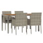 vidaXL Set comedor de jardín 5 piezas con cojines ratán sintético gris