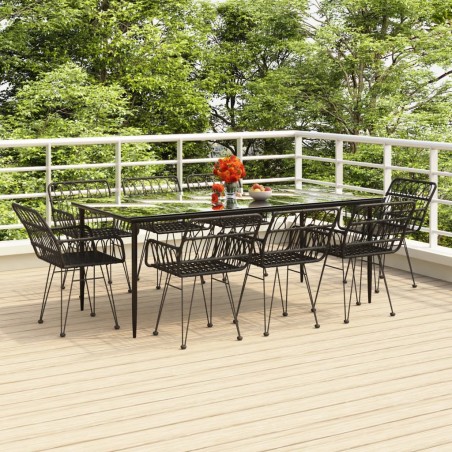 vidaXL Juego de comedor de jardín 9 piezas ratán sintético negro