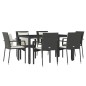 vidaXL Set de comedor de jardín 7 pzas y cojines ratán sintético negro vidaXL Set de comedor de jardín 7 pzas y cojines ratán sintético negro