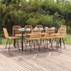 vidaXL Juego de comedor de jardín 9 piezas ratán sintético