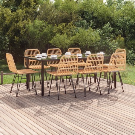 vidaXL Juego de comedor de jardín 9 piezas ratán sintético