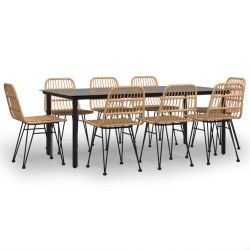 vidaXL Juego de comedor de jardín 9 piezas ratán sintético