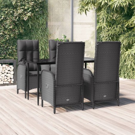 vidaXL Set de muebles jardín 5 pzas con cojines ratán sintético negro
