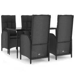 vidaXL Set de muebles jardín 5 pzas con cojines ratán sintético negro