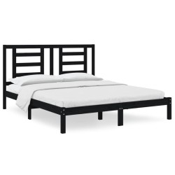vidaXL Estructura de cama de madera maciza de pino negra 160x200 cm