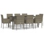 vidaXL Set comedor jardín 9 pzas y cojines ratán sintético gris vidaXL Set comedor jardín 9 pzas y cojines ratán sintético gris