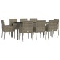 vidaXL Set comedor jardín 9 pzas y cojines ratán sintético gris vidaXL Set comedor jardín 9 pzas y cojines ratán sintético gris